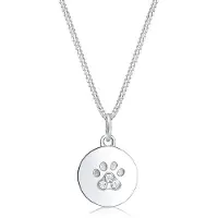 Elli Silberkette "Halskette Pfote Hund Katze 925 Silber, mit Kristallen von Swarovski" Gr. 45, silber, Halsketten, Damen, Silber 925 (Sterlingsilber), Silberkette
