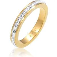 Elli Silberring PREMIUM "Ring Bandring Geo Shape Kristalle 925 Silber" Gr. 58, gold, Fingerringe, Damen, 58, Silber 925 (Sterlingsilber), Silberring