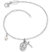 Engelsrufer Silberarmband "MARIA", bunt (silberfarben, weiß), Armbänder, Damen, 19cm, Perlen Silber 925 (Sterlingsilber), Perlen, Silber 925 (Sterlingsilber), Silberarmband, mit Muschelkernperle