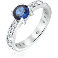 Elli Silberring "Ring Solitär Saphir Zirkonia 925 Sterling Silber" Gr. 58, blau, Fingerringe, Damen, 58, Silber 925 (Sterlingsilber), Silberring