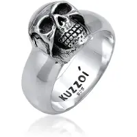 KUZZOI Siegelring "Ring Herren Siegelring Totenkopf 925er Silber" Gr. 66, silber, Fingerringe, Herren, 66, ohne Stein, Silber 925 (Sterlingsilber), 10mm, Siegelring