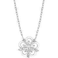 Amor Kette mit Anhänger "Blume", silber (silber, 925), Halsketten, Damen, Silber 925 (Sterlingsilber), L: 45 B: 1mm, Kette mit Anhänger, mit Zirkonia (synth.), B:1mm