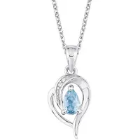 Amor Kette mit Anhänger "Herz", blau (silberfarben, kristallweiß, blau), Halsketten, Damen, Silber 925 (Sterlingsilber), L: 45, Kette mit Anhänger, mit Zirkonia (synth.)