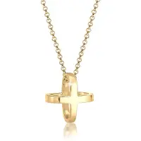 Elli Halskette Kreuz Cross Symbol 3D 925 Sterling Silber Elli Gold