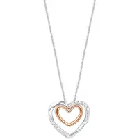 Amor Kette mit Anhänger "Herzen", rosa (silberfarben, roségoldfarben, weiß), Halsketten, Damen, Silber 925 (Sterlingsilber), L: 50, Kette mit Anhänger, mit Zirkonia (synth.)