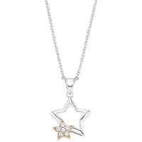 Amor Kette mit Anhänger für Damen, Sterling Silber 925, Zirkonia (synth.) Stern amor Bicolor