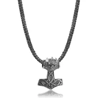 KUZZOI Halsketten - Halskette Herren Schlangenkette mit Thor's Hammer - Gr. unisize - in Silber - für Damen