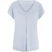 HEINE Kurzarmshirt "Shirt", Damen, Gr. 50, blau (eisblau), 100% Viskose, unifarben, V-Ausschnitt, Shirts Kurzarmshirt