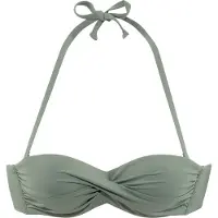 s.Oliver Bandeau-Bikini-Top "Spain", Damen, Gr. 38, Cup B, grün (oliv), Microfaser, Microfaser, unifarben, Bikini-Oberteile Bandeau-Bikini-Top, in unifarben mit Wickeloptik