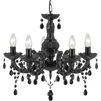 Searchlight Kronleuchter Marie Therese, schwarz, 5-flammig