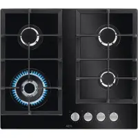 AEG HKB64420NB - 949641030, Schwarz, Integriert, 60 cm, Gaskochfeld, Glas, 4 Zone(n)