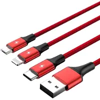 UNITEK C4049RD, 1,2 m, USB A, USB C/Micro-USB B/Lightning, Rot