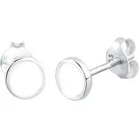 Elli Paar Ohrstecker "Ohrringe Kreis Geo Rund Basic Emaille 925 Silber", weiß, Ohrringe, Damen, ohne Stein, Silber 925 (Sterlingsilber), Paar Ohrstecker