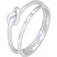 Elli Ring-Set "Ring Knoten Verknotet Trend Basic 2er Set 925 Silber" Gr. 54, silber, Fingerringe, Damen, 54, ohne Stein, Silber 925 (Sterlingsilber), 4mm, Ring-Set