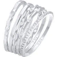 Elli Ring-Set "Ring Stapelringe Stacking Basic 5er Set 925 Silber" Gr. 58, silber, Fingerringe, Damen, 58, ohne Stein, Silber 925 (Sterlingsilber), Ring-Set