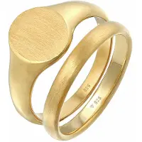 KUZZOI Siegelring "Ring Herren Siegelring Basic Bandring 2er Set 925 Silber" Gr. 56, gold, Fingerringe, Herren, 56, ohne Stein, Silber 925 (Sterlingsilber), 11mm, Siegelring