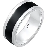 KUZZOI Ring Herren Bandring Basic Geo Emaille Casual 925 Silber Kuzzoi Silber