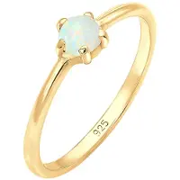 Elli Silberring "Ring Silberring mit synth. Opal rund 925er Silber" Gr. 58, gold, Fingerringe, Damen, 58, Silber 925 (Sterlingsilber), Silberring