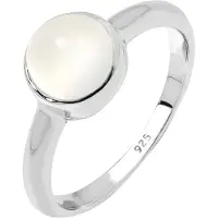 Elli Silberring "Ring Solitär Edelstein Mondstein Pastell 925 Silber" Gr. 62, weiß, Fingerringe, Damen, 62, Silber 925 (Sterlingsilber), Silberring
