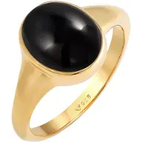Elli Siegelring "Ring Siegelring Onyx Oval 925 Silber vergoldet" Gr. 56, gold, Fingerringe, Damen, 56, ohne Stein, Silber 925 (Sterlingsilber), 9mm, Siegelring