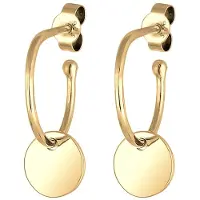 Elli Paar Creolen "Ohrringe Creole Geo Plättchen Trend 925 Silber" Gr. 20, gold, Ohrringe, Damen, 20, ohne Stein, Silber 925 (Sterlingsilber), Paar Creolen