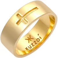 KUZZOI Silberring "Ring Herren Bandring Kreuz Glanz 925 Silber" Gr. 64, gold, Fingerringe, Herren, 64, Silber 925 (Sterlingsilber), Silberring