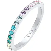 Elli Silberring "Ring Bandring Kristall Multi-Colour Pastell 925 Silber" Gr. 56, silber, Fingerringe, Damen, 56, Silber 925 (Sterlingsilber), Silberring