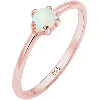Elli Silberring "Ring Silberring mit synth. Opal rund 925er Silber" Gr. 54, rosa (rosegold), Fingerringe, Damen, 54, Silber 925 (Sterlingsilber), Silberring