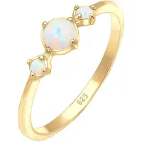 Elli Silberring "Ring Opal Rund Trio Vintage 925er Silber" Gr. 56, gold, Fingerringe, Damen, 56, Silber 925 (Sterlingsilber), Silberring