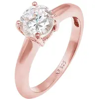Elli Silberring "Ring Solitär Klassisch Zirkonia Verlobung 925 Silber" Gr. 62, rosa (rosegold), Fingerringe, Damen, 62, Silber 925 (Sterlingsilber), Silberring