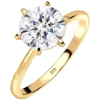 Elli Verlobungsring "Ring Verlobungsring Kristalle 925 Silber" Gr. 52, gold, Fingerringe, Damen, 52, Silber 925 (Sterlingsilber), Verlobungsring