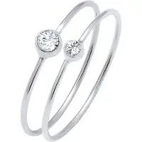 Elli Ring-Set "Ring Set 925 Silber, mit Kristallen von Swarovski(R)" Gr. 48, silber, Fingerringe, Damen, 48,mit Stein, Silber 925 (Sterlingsilber), 4mm, Ring-Set