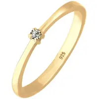 Elli Silberring "Ring Solitär Kristall Grau 925 Sterling Silber" Gr. 56, gold, Fingerringe, Damen, 56, Silber 925 (Sterlingsilber), Silberring