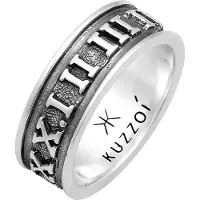 KUZZOI Silberring "Ring Herren Bandring Römische Zahlen 925 Silber" Gr. 64, grau, Fingerringe, Herren, 64, Silber 925 (Sterlingsilber), Silberring
