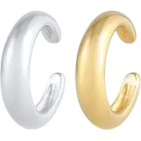 Elli Schmuckset "Ohrringe Earcuff Set Bi-Color Rund Gewölbt 925 Silber" Gr. 14, bunt, Ohrringe, Damen, 14, Schmuckset