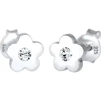 Elli Paar Ohrstecker "Ohrringe Kinder Blume Kristall 925 Silber" Gr. 6, weiß, Ohrringe, Damen, 6, ohne Stein, Silber 925 (Sterlingsilber), Paar Ohrstecker