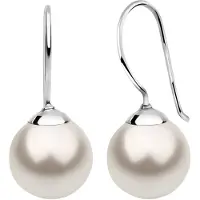 Nenalina Paar Ohrhänger "Ohrringe Hänger Basic Synthetische Perle 925 Silber" Gr. 25, weiß, Ohrringe, Damen, 25, ohne Stein, Silber 925 (Sterlingsilber), Paar Ohrhänger
