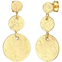 Elli Paar Ohrstecker "Ohrringe Ohrhänger Plättchen Vintage Antique 925 Silber", gold, Ohrringe, Damen, ohne Stein, Silber 925 (Sterlingsilber), Paar Ohrstecker