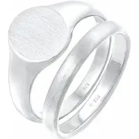 KUZZOI Siegelring "Ring Herren Siegelring Basic Bandring 2er Set 925 Silber" Gr. 60, silber, Fingerringe, Herren, 60, ohne Stein, Silber 925 (Sterlingsilber), 11mm, Siegelring