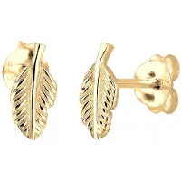 Elli Paar Ohrstecker "Ohrringe Ohrstecker Feder hippie 925 Sterling Silber" Gr. 8, gold, Ohrringe, Damen, 8, Silber 925 (Sterlingsilber), Paar Ohrstecker