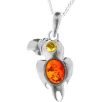 Ostsee-Schmuck Kette mit Anhänger "- Papagei - Silber 925/000 - Bernstein" Gr. 42, silber (silber 925, silberfarben, weiß), Schmuck_Sets, Damen, 42, Silber 925 (Sterlingsilber), Kette mit Anhänger