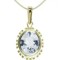 Ostsee-Schmuck Kette mit Anhänger - Erna - Gold 333/000 - Aquamarin Gelb
