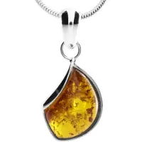 Ostsee-Schmuck Kette mit Anhänger - Jula 23 mm - Silber 925/000 - Bernstein Weiß
