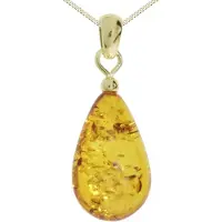 Ostsee-Schmuck 1100000002199 "Kette mit Anhänger Tropfen flach, ca. 20 mm lang" Gr. 42, gold (weiß, neutral), Halsketten, Damen, 42cm, Gelbgold 333, L: 42, 1100000002199