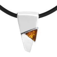 Ostsee-Schmuck Halsreif mit Anhänger - Gleiter-Kirsti - Kautschukband - Silber 925/000 - Bernstein Weiß