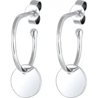 Elli Paar Creolen "Ohrringe Creole Geo Plättchen Trend 925 Silber" Gr. 20, silber, Ohrringe, Damen, 20, ohne Stein, Silber 925 (Sterlingsilber), Paar Creolen