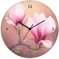 ARTland Glas Wanduhr Funkuhr - schwarzer Zeiger Späte Magnolie Größe: 30x30 cm
