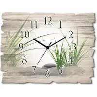ARTland Holz Wanduhr Funkuhr - schwarzer Zeiger 3D Steine Größe: 40x30 cm