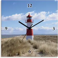 ARTland Wanduhr auf Alu Quarzuhr - schwarzer Zeiger Leuchtturm Sylt Größe: 30x30 cm