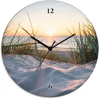 ARTland Glas Wanduhr Quarzuhr - schwarzer Zeiger Ostseestrand Größe: 30x30 cm